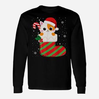 Cute Cat Christmas Sock Candy Cane Xmas Kittens Lovers Unisex Long Sleeve | Crazezy