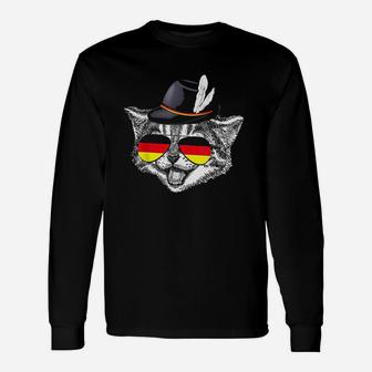 Cute Cat German Flag Oktoberfest Pride Germany Festival Unisex Long Sleeve | Crazezy