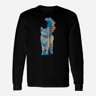 Cute Cat Gift For Kitten Lovers Colorful Art Kitty Adoption Unisex Long Sleeve | Crazezy