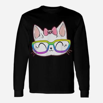 Cute Cat With Glasses Unisex Long Sleeve | Crazezy DE