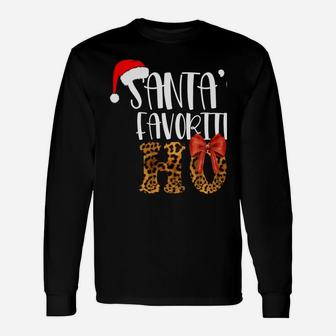 Cute Cheetah Santa's Favorite Ho Christmas T Shirts Women Sweatshirt Unisex Long Sleeve | Crazezy