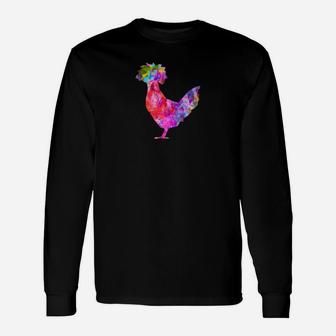 Cute Chicken Houdan Chicken Art Watercolor Pet Long Sleeve T-Shirt - Thegiftio UK