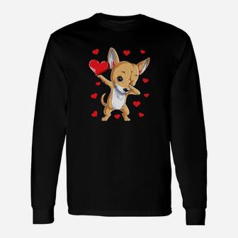 Cute Chihuahua Dog Heart Valentine's Day Valentine Long Sleeve T-Shirt - Monsterry