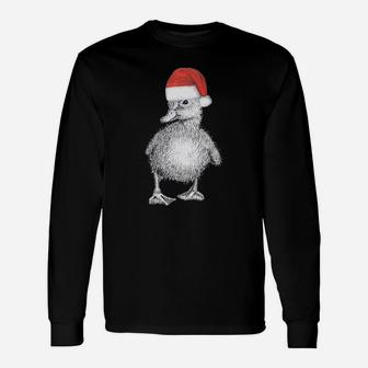 Cute Duckling Wearing Christmas Santa Hat Unisex Long Sleeve | Crazezy AU