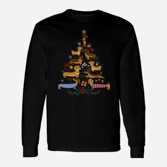 Cute Funny Dachshund Merry Christmas Tree Ornament Decor Sweatshirt Unisex Long Sleeve | Crazezy AU