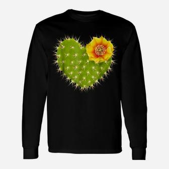 Cute Giant Cactus Heart With Yellow Desert Flower Unisex Long Sleeve | Crazezy