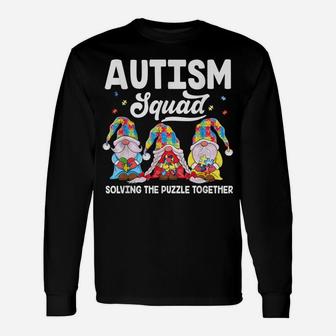 Cute Gnomes Holding Puzzle & Ribbon Support Autism Awareness Unisex Long Sleeve | Crazezy