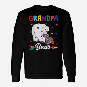 Cute Grandpa Bear Autism Awareness Month Long Sleeve T-Shirt - Monsterry