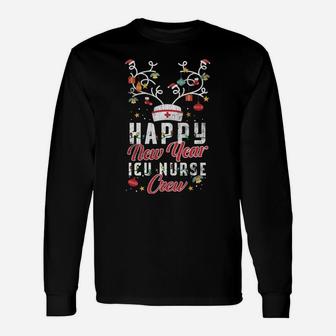 Cute Happy New Year Icu Nurse Crew Christmas Gifts Sweatshirt Unisex Long Sleeve | Crazezy UK