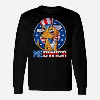 Cute Meowica 4Th Of July Kitty Cat Usa American Flag 'Merica Unisex Long Sleeve | Crazezy