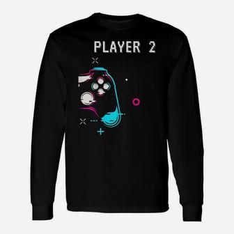 Cute Player 1 & Player 2 Matching Couple Tshirt Gamer Unisex Long Sleeve | Crazezy