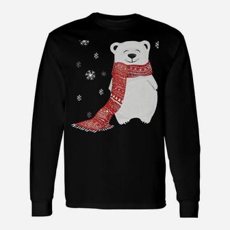 Cute Polar Bear Scarf Merry Christmas Xmas Holidays Gift Tee Sweatshirt Unisex Long Sleeve | Crazezy
