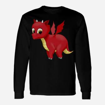 Cute Red Flying Baby Dragon Lover Gift Unisex Long Sleeve | Crazezy
