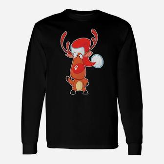 Cute Santa Hat Reindeer Long Sleeve T-Shirt - Monsterry DE