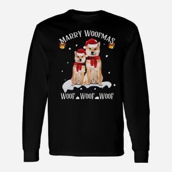 Cute Shiba Inu Marry Woofmas Dog Lovers Long Sleeve T-Shirt - Monsterry AU
