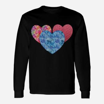 Cute Three Hearts Valentine's Day Matching Long Sleeve T-Shirt - Monsterry AU