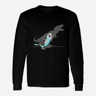 Cute Trex Blue Budgie Funny Birb Memes Screaming Parrot Unisex Long Sleeve | Crazezy