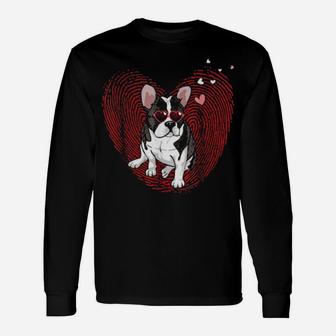 Cute Valentine's Day French Bulldog Heart Dog Long Sleeve T-Shirt - Monsterry
