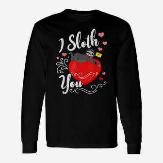 Cute Valentines Day I Sloth You Heart Long Sleeve T-Shirt - Monsterry