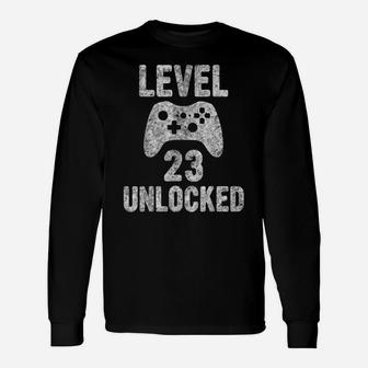 Cute Video Gamer 23Th Birthday Gift Funny Level 23 Unlocked Unisex Long Sleeve | Crazezy DE