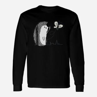 Cute Vintage Hedgehog And Butterfly Art Unisex Long Sleeve | Crazezy CA