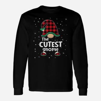 Cutest Gnome Buffalo Plaid Matching Christmas Gift Pajama Unisex Long Sleeve | Crazezy