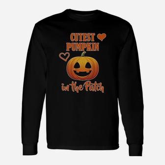 Cutest Pumpkin In The Patch Smile Face Unisex Long Sleeve | Crazezy