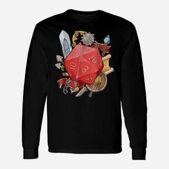 D20 Tabletop Rpg Dice Dungeon Fantasy Game T-Shirt Unisex Long Sleeve | Crazezy