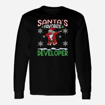 Dab Santas Favorite Developer Christmas Santa Dabbing Long Sleeve T-Shirt - Monsterry
