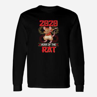 Dabbing 2020 Year Of The Rat Happy Chinese New Year Shirt Long Sleeve T-Shirt - Thegiftio UK