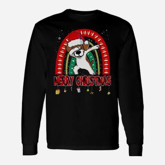 Dabbing Beagle Dog Boho Rainbow Funny Merry Christmas Sweatshirt Unisex Long Sleeve | Crazezy DE