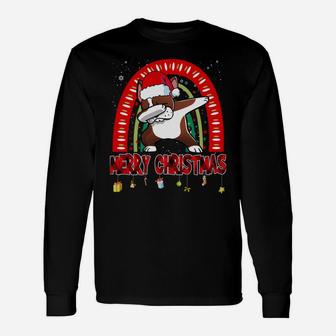 Dabbing Boston Terrier Dog Boho Rainbow Funny Christmas Sweatshirt Unisex Long Sleeve | Crazezy