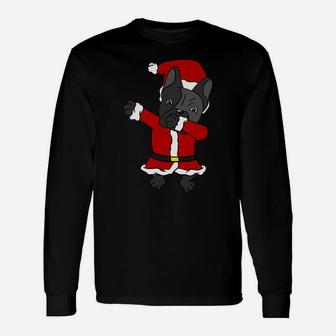 Dabbing Christmas French Bulldog Dog Funny Xmas Pun Holiday Sweatshirt Unisex Long Sleeve | Crazezy