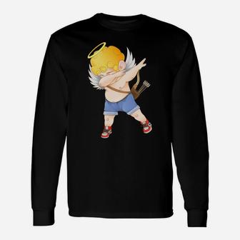 Dabbing Cupid Valentines Day Love Heart Long Sleeve T-Shirt - Seseable