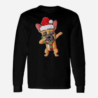 Dabbing French Bulldog Santa Long Sleeve T-Shirt - Monsterry