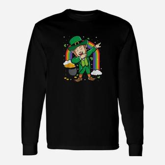 Dabbing Leprechaun St Patricks Day Irish Shamrock Long Sleeve T-Shirt - Monsterry UK