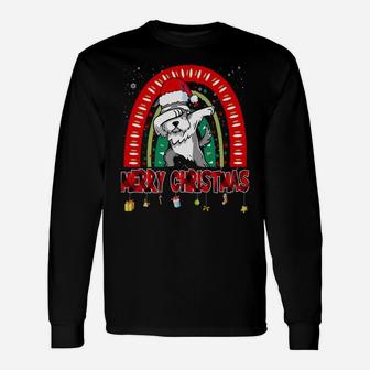 Dabbing Miniature Schnauzer Dog Boho Rainbow Funny Christmas Sweatshirt Unisex Long Sleeve | Crazezy DE