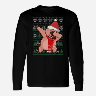Dabbing Pig Ugly Christmas Sweater Funny Xmas Party Costume Sweatshirt Unisex Long Sleeve | Crazezy CA