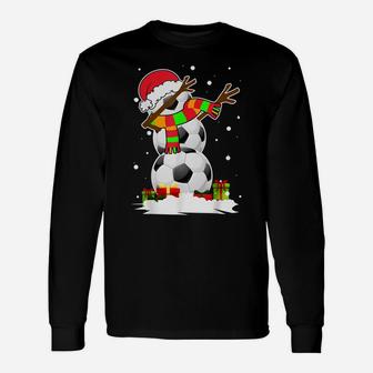 Dabbing Snowman Soccer Christmas Funny Dab Ball Gift Unisex Long Sleeve | Crazezy