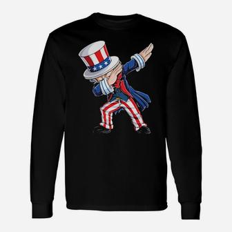 Dabbing Uncle Sam 4Th Of July American Flag Long Sleeve T-Shirt - Monsterry DE