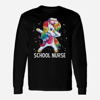Dabbing Unicorn Funny School Nurse Medical Nursing Gift Unisex Long Sleeve | Crazezy CA