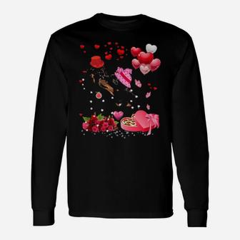 Dachshund Heart Valentines Day Love Dog Long Sleeve T-Shirt - Monsterry