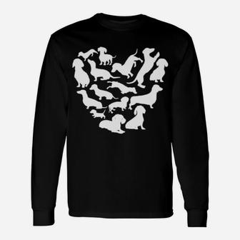 Dachshund Heart Valentines Day Sausage Dog Long Sleeve T-Shirt - Monsterry AU