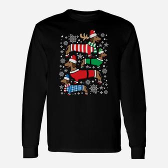 Dachshund Merry Christmas Weiner Ugly Sweatshirt Unisex Long Sleeve | Crazezy