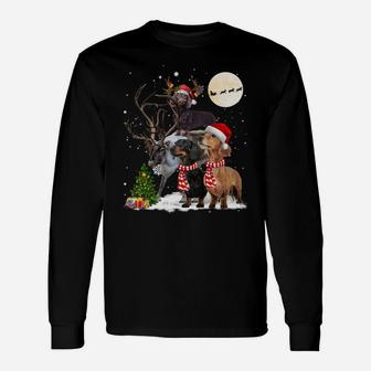 Dachshund Reindeer Xmas Lights Christmas Moon Xmas Dog Sweatshirt Unisex Long Sleeve | Crazezy