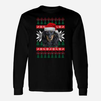 Dachshund Ugly Christmas Santa Hat Doxie Dog Xmas Gift Sweatshirt Unisex Long Sleeve | Crazezy