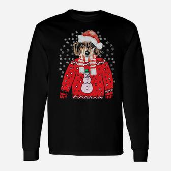 Dachshund Weiner Dog Doxie Ugly Xmas Santa Puppy Outfit Long Sleeve T-Shirt - Monsterry DE