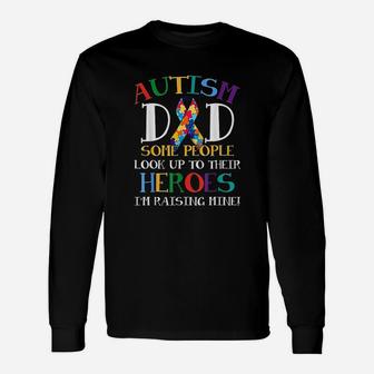 Dad Puzzle Ribbon Son Is My Hero Awareness Unisex Long Sleeve | Crazezy AU
