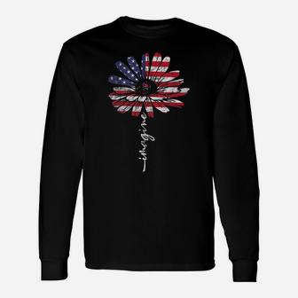 Daisy Usa American Flag 4Th Of July Patriotic Flower Vintage Unisex Long Sleeve | Crazezy