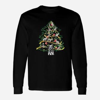 Dalmatian Noel Xmas Tree Cool Christmas Dog Love Long Sleeve T-Shirt - Monsterry DE